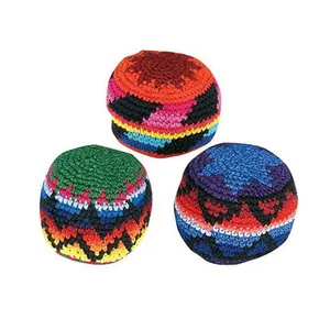 2022 New 2 panel eco friendly cheap price fabric knitted hacky sack footbag ball