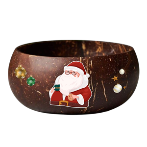 Bol de noix de coco imprimé de Noël le plus vendu bol de coquille de noix de coco 3D écologique pour la décoration de table-plat de service festif unique - Product Image 5