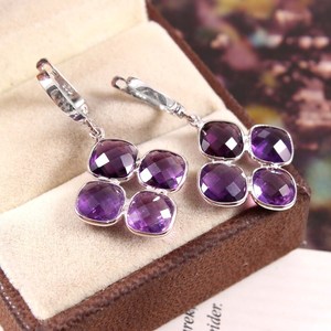 ต่างหูคลัสเตอร์ซิทรีนที่ทำด้วยมือต่างหู925อเมทิสต์เงินสเตอร์ลิงเครื่องประดับอัญมณีไม่เหมือนใครของขวัญสำหรับผู้หญิง - Product Image 6