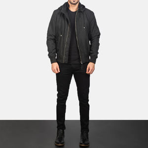 MA-1 Flight Bomber Jacket con capucha Black Nylon Street Style Jacket para hombre - Product Image 3