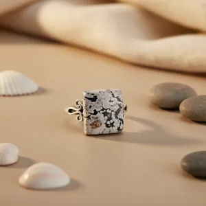 Anillo de Plata de Ley 925 con Jaspe para Mujer, Chapado en Oro Rosa de 18K y Rodio, Joyería de Moda - Product Image 2