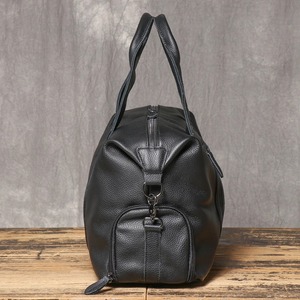 Grand sac polochon en cuir véritable avec fermeture éclair-Unisexe Voyage Gym & Usage quotidien Grande capacité Résistant à l'eau - Product Image 4