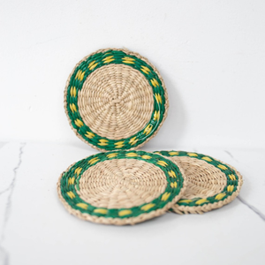 Posavasos y mantel individual de jacinto de agua tejido a mano ecológico, encanto rústico sostenible para mesas de comedor y café - Product Image 4