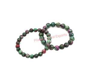 สร้อยข้อมือลูกปัดกลมโรบี้โซไซต์สำหรับหินคริสตัลหินอัญมณี - Product Image 2