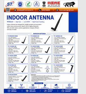 เสาอากาศภายในอาคาร ST-8994M03-RSMB 890-940MHz 3dBi RP-SMA-Male โพลาไรเซชันแนวตั้ง IP67 กันน้ำ - Product Image 1