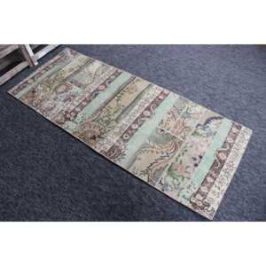 Tapis de 2,7 x 6,9 pieds, petit tapis vintage, tapis patchwork vert - Product Image 3