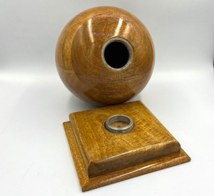 High Quality Handcrafted Wooden Cremation Urn for Human and <b>Pet</b> <b>Ashes</b> ODM OEM Round Wood Urn with Base for Memorial <b>Keepsake</b> - Product Image 3