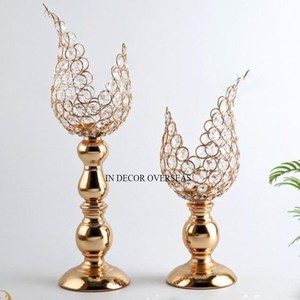 Clear Crystal Beaded <b>Candle</b> <b>Stick</b> <b>Holder</b> With Stainless Steel Silver Shiny Polished Base Wedding Table Centerpiece Accessories - Product Image 6