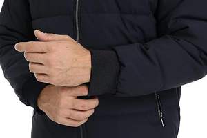Vente en gros de blouson bombardier à col montant pour hommes avec logo personnalisé noir vêtements de fitness en duvet style rue tissu en toile - Product Image 3