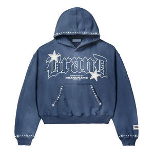 BRAND Hoodie and Sweatpants Set Trendy Zip-Up with Rhinestone Details and Star Design <b>Tracksuit</b> High Quality Fabric <b>Tracksuit</b> - Product Image 2