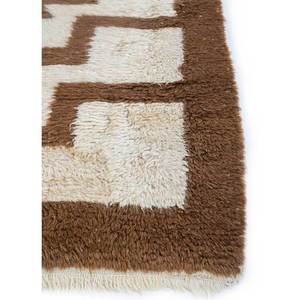 Tapis en laine noué à la main Zuri beige et marron, motif géométrique abstrait, pour salon, entrée, couloir, forme puzzle rectangulaire - Product Image 4