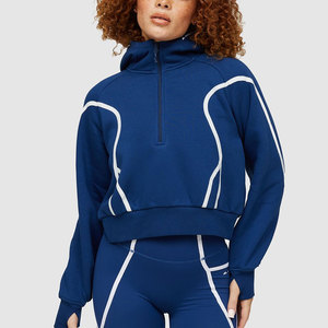 Traje de jogging de algodón de gama alta para mujer Top Trendy New Quarter Zipper Regular Fit Chándal - Product Image 3
