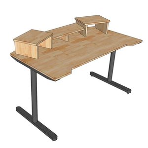 Escritorio Minimalista para Oficina con Superficie de Madera Natural y Patas Redondas de Hierro para Oficina en Casa y Sala de Estar SD68009 - Product Image 3