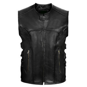 2025 alta calidad 100% cuero hecho a la moda chaleco precio razonable hombres ropa Chaleco de cuero en Stock - Product Image 5