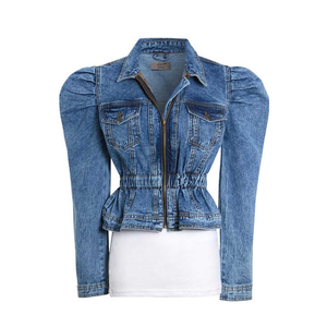 Tendance Mode Haut court en denim personnalisé de haute qualité pour les femmes Veste en jean à prix d'usine pour les dames Prix de gros - Product Image 1