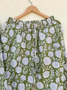 Indio hecho a mano 100% algodón popelina Casual elegante lujo Floral estampado ropa de dormir pijamas Primavera Verano otoño vacaciones mañana - Product Image 6