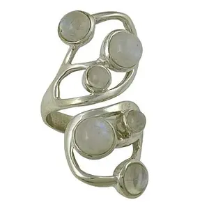 "Women's <b>Statement</b> 925 <b>Silver</b> Moonstone <b>Ring</b> Gemstone Brass Plated Ethnic Setting Bezel Setting Boxed" - Product Image 2