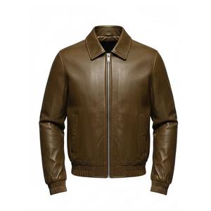 Chaqueta Bomber de Cuero PU para Hombre, Transpirable, con Cierre Frontal, Estilo Motociclista, Corte Ajustado, para Venta al Por Mayor - Product Image 4