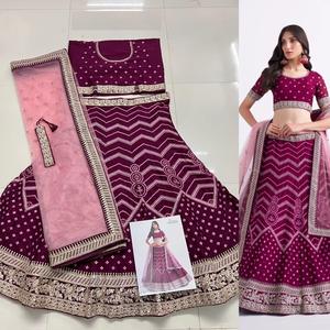 Georgette Silky Blouse & Lehenga et dupatta Choli en tenue de mariage pour femme - Product Image 4