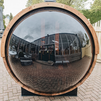 Sauna de Cedro rojo canadiense, sauna de spa con ventana panorámica, exterior de Finlandia