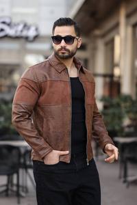 Vêtements d'extérieur décontractés à manches longues zippés kaki d'hiver pour hommes veste Streetwear à col en velours côtelé avec décoration à boutons tissu chaud - Product Image 2