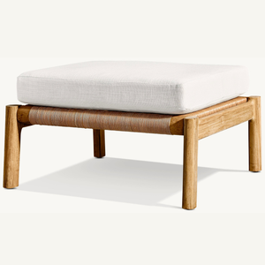 Pouf simple Offre Spéciale en bois de teck écologique pour une utilisation en intérieur, robuste avec coussin doux et moelleux - Product Image 1