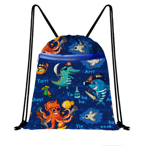 Ocean Style <b>Drawstring</b> Backpack <b>Large</b> Capacity Oxford Cloth Storage <b>Bag</b> with Dual Pockets - Product Image 6
