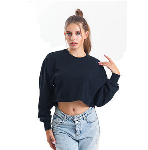 Wholesale Cotton Ladies Blank <b>GYM</b> <b>Long</b> <b>Sleeve</b> Crop <b>Top</b> Sweatshirt Breathable <b>Women's</b> Custom Cropped Sweatshirt - Product Image 3