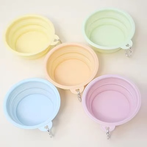 Bols de voyage imperméables en gros OEM/ODM pour <span class=keywords><strong>chats</strong></span>, bols pliables en silicone colorés personnalisés avec logo pour animaux de compagnie, chiens, portables en extérieur - Product Image 4