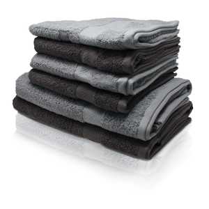 Juego de 6 Toallas de Algodón de Secado Rápido en Gris Claro y Antracita, Técnica de Jacquard Bordado, Alta Resistencia del Color, para Uso en Casa y Spa - Product Image 2