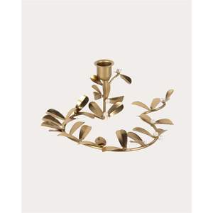 Porte-bougie botanique en laiton antique, artisanal, en métal, en forme de feuille, support pour bougie chauffe-plat, candélabre décoratif de luxe - Product Image 2