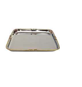 Plateau de service de petite taille de forme personnalisée en laiton massif poli doré - Product Image 6