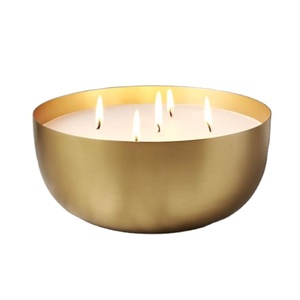 Grand bol en métal doré Antique de haute qualité, pot de bougie, bol de Table, utilisation de fête, bol de décoration intérieure pour bougie - Product Image 1