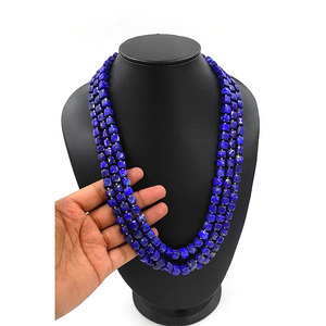 Lapis lazuli boîte de perles collier 3 couches fait à la main pierre précieuse perles déclaration Boho perles de pierre naturelle collier épais - Product Image 4