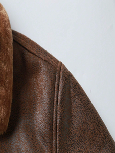 Chaqueta de piel de imitación de cerdo para hombre, cremallera diagonal, solapa grande, talla europea, chaquetas de cuero de moda coreana para hombre - Product Image 5