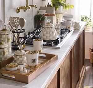 ถาดไม้หรูหราพร้อมกรอบเพชรรูปผึ้งที่ทนทานและที่จับที่สะดวกสำหรับตกแต่งโต๊ะอเนกประสงค์ - Product Image 4