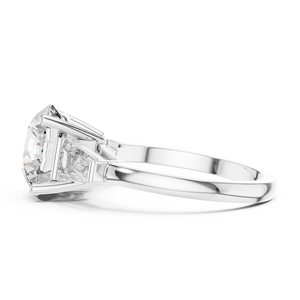 Bague de fiançailles de luxe vintage à trois pierres en moissanite taille ronde pour femme, en alliage d'argent sterling, bijoux de mariage - Product Image 3