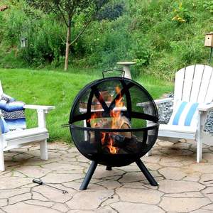 Iron <b>fire</b> <b>pit</b> with mesh lid ensuring safety for children and pets during outdoor evening family garden gatherings - Product Image 5