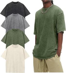 T-shirt unisexe délavé à l'acide pour l'été chaud Nouvelle arrivée Logo personnalisé Épaule tombante Lourde Oversize 220g Tissu tricoté 100% coton - Product Image 1