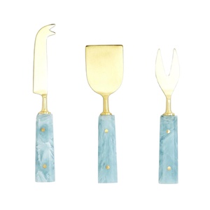 Juego de cuchillos dorados para queso con mango de mármol, espátula de mantequilla de Metal, cuchillos para el hogar, cocina, fiestas, pastel, rebanador de frutas y verduras - Product Image 6