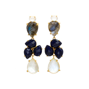 Pendientes de borlas largas recién llegados, pendientes de piedras preciosas de colores únicos, pendientes de diseño clásico de Gemstone - Product Image 1
