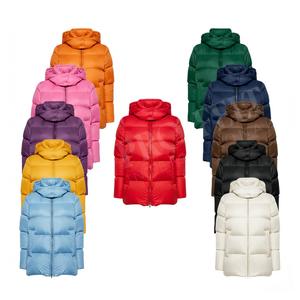 Chaqueta Acolchada de Plumón Marrón Chocolate Sólido, Chaqueta de Invierno con Capucha Acolchada, Cierre de Dos Vías, Chaqueta Abrigada de Nailon Transpirable - Product Image 1