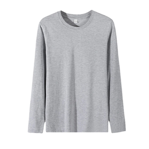 T-shirt décontracté à manches longues pour homme, en coton biologique 100% tissé, design uni, personnalisable, haute qualité - Product Image 1