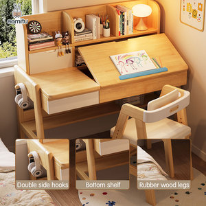 Nhà Máy Bền Gỗ Thật 1.2M Trẻ Em Góc Bàn Nghiên Cứu Với Tủ Sách Nhà Không Gian Văn Phòng Tiết Kiệm Ergonomic Tiltable Bàn Máy Tính - Product Image 4