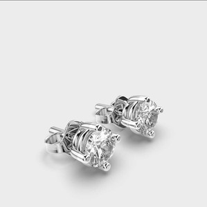IGI Certified Round Brilliant Lab Grown Diamond Stud <b>Earrings</b> Solid 925 Sterling Silver 4 Prong Solitaire Diamond <b>Earrings</b> - Product Image 3