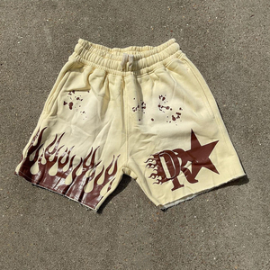 Pantalones cortos de correr de entrenamiento vintage con agua de lavado ácido de diseñador personalizados al por mayor, pantalones cortos transpirables de 100% algodón con bolsillos estilo Hip Hop callejero - Product Image 2