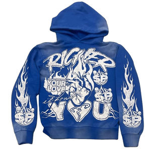 เสื้อฮู้ดเทอร์รี่สำหรับผู้ชายแนวสตรีทแวร์ผ้าฝ้ายเฮฟวีเวตซักกรดซีดจางพร้อมพิมพ์ดิจิตอลสำหรับฤดูหนาววินเทจ - Product Image 1