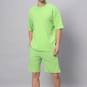 Conjunto corto de 2 piezas de algodón de verano para hombre de alta calidad, camiseta informal y pantalones cortos, paquete doble - Product Image 4