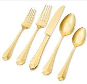 Ensemble de couverts en métal en acier inoxydable mat au design minimaliste pour les cuisines modernes, les maisons contemporaines et élégantes - Product Image 2