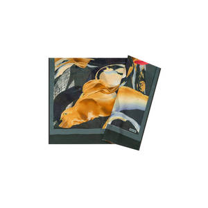 Luxury Designer <b>Green</b> <b>Silk</b> Rectangular Floral Scarf Custom Digital Print - Product Image 1